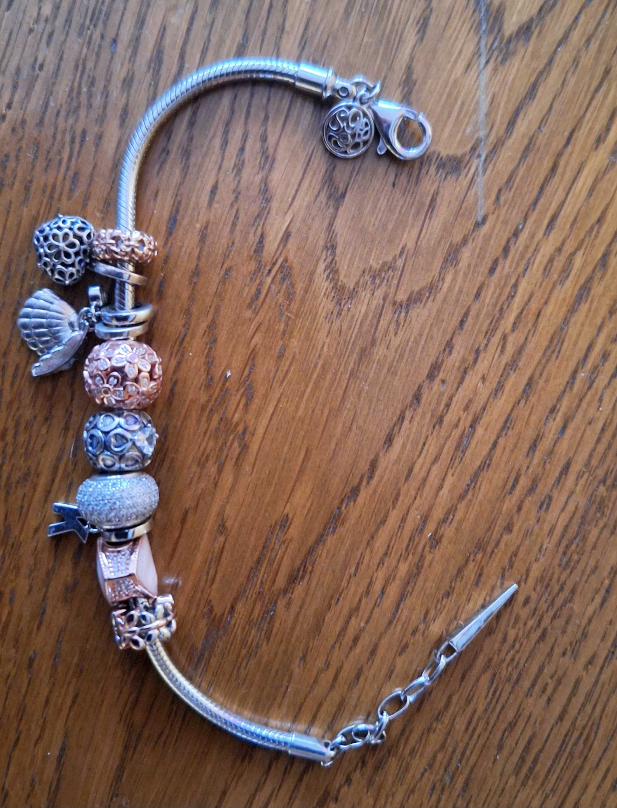 Bransoletka srebrna beads