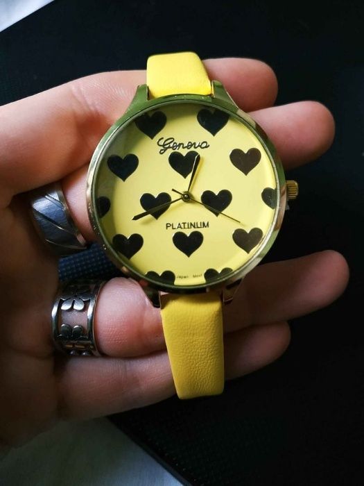 $$ Promocja$$ Piękny Zegarek Żółty Serduszka SERCE GENEVA