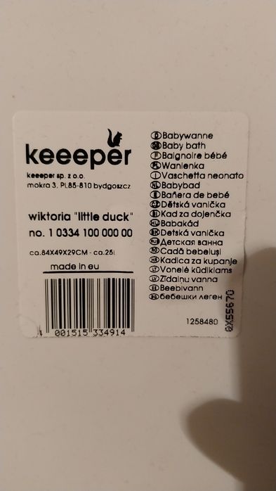 Wanienka niemowlęca Keeper że stelażem