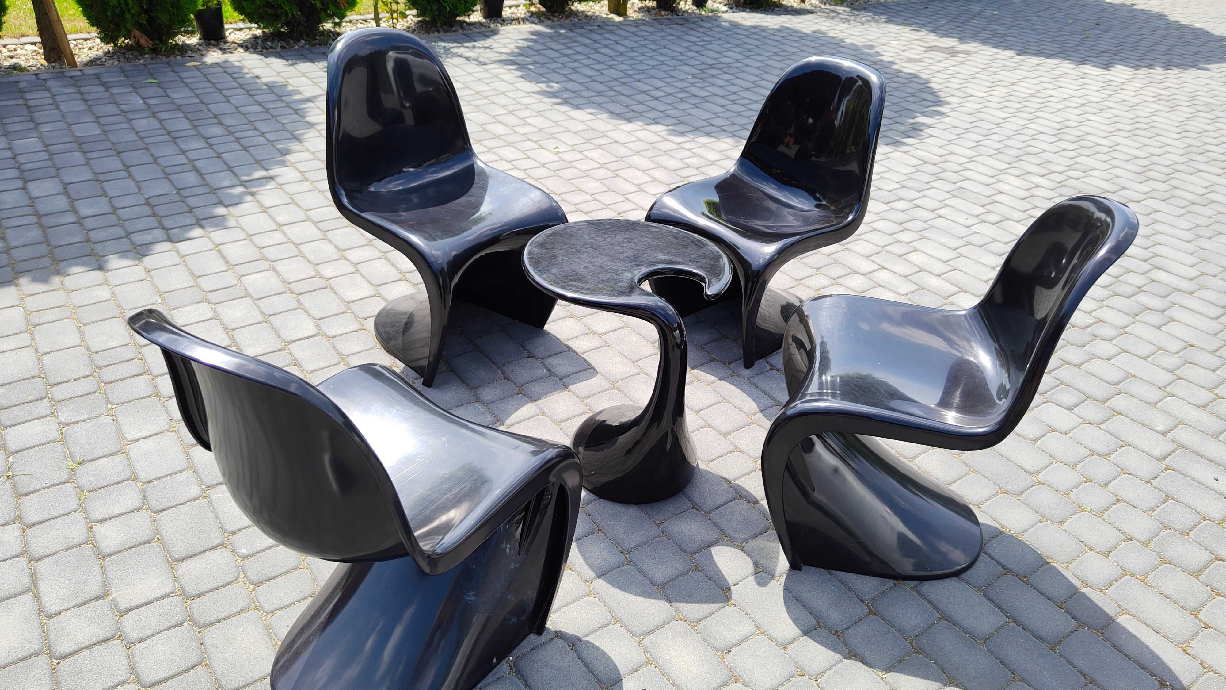 Czarny stolik i 4 krzesła D2 DESIGN Balance komplet za 50% ceny HIT