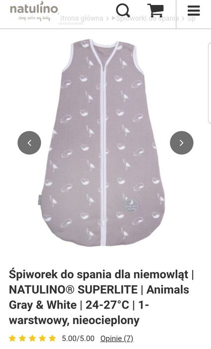 Śpiworek do spania dla niemowląt | NATULINO® SUPERLITE | Animals Gray