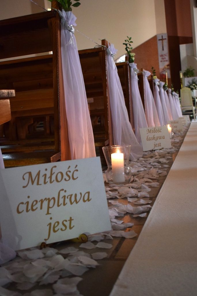 Dekroacje ślubne, dekoracje kościoła, dekoracje w kościele, dekroacje