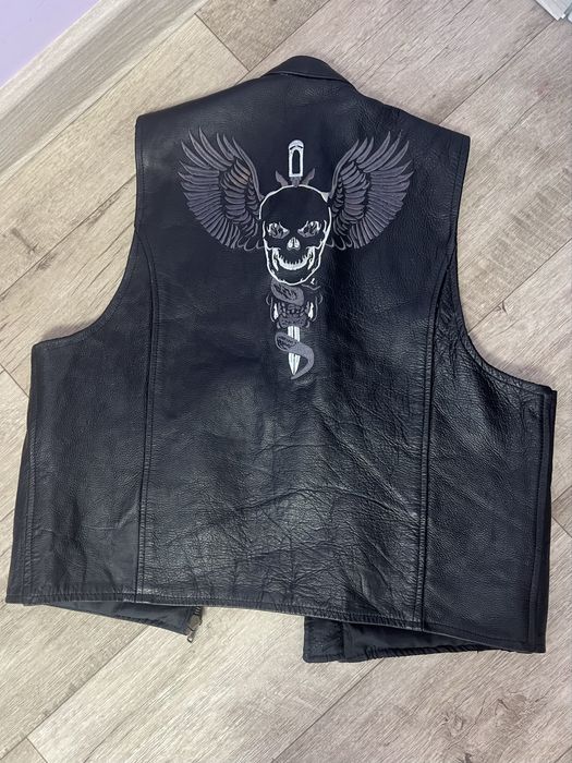 кожаная байкерская мотожилетка l&j leder weste weste