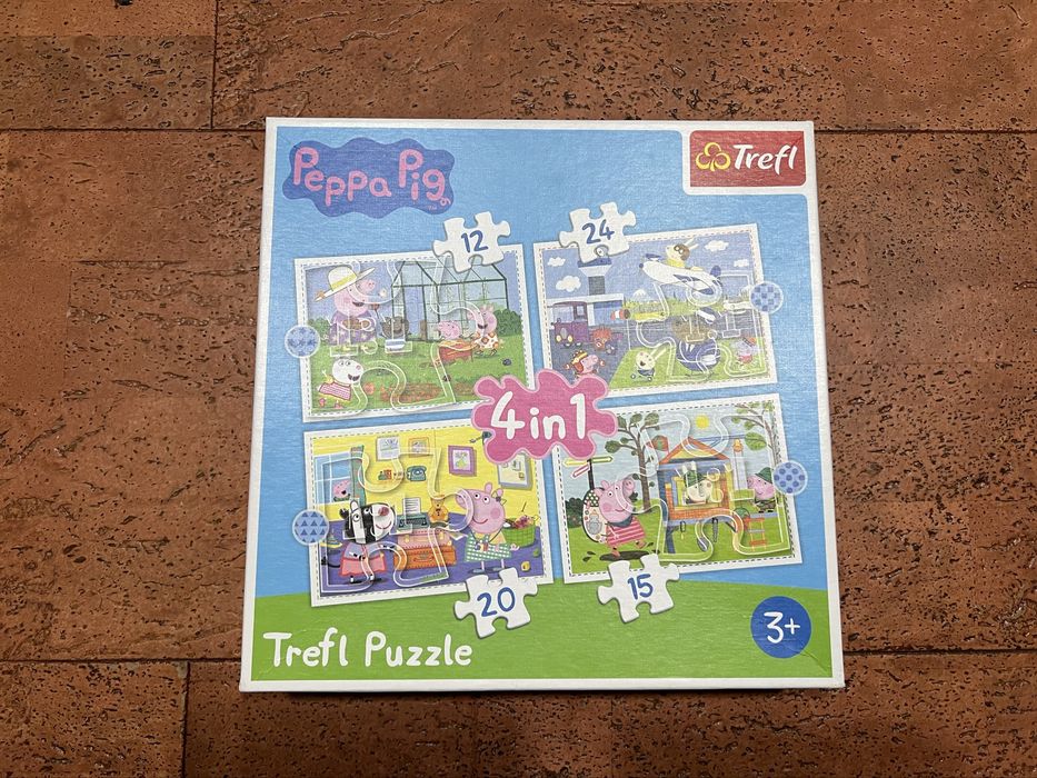 Puzzle Świnka Peppa 4w1 / 12, 15, 20 i 24 elementy