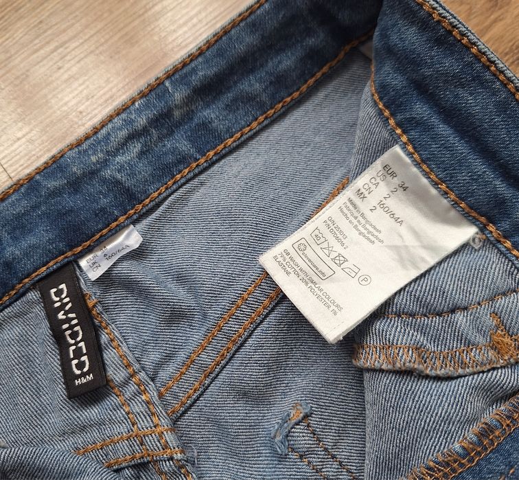 Skinny jeansy H&M wysoki stan 34 dekatyzowane slim rurki