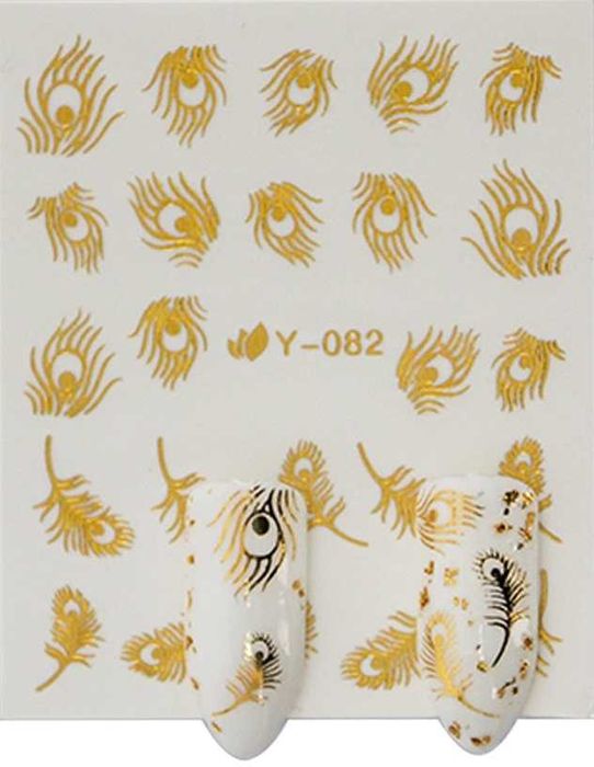 Y82 naklejki wodne złote do zdobienia paznokci piórka