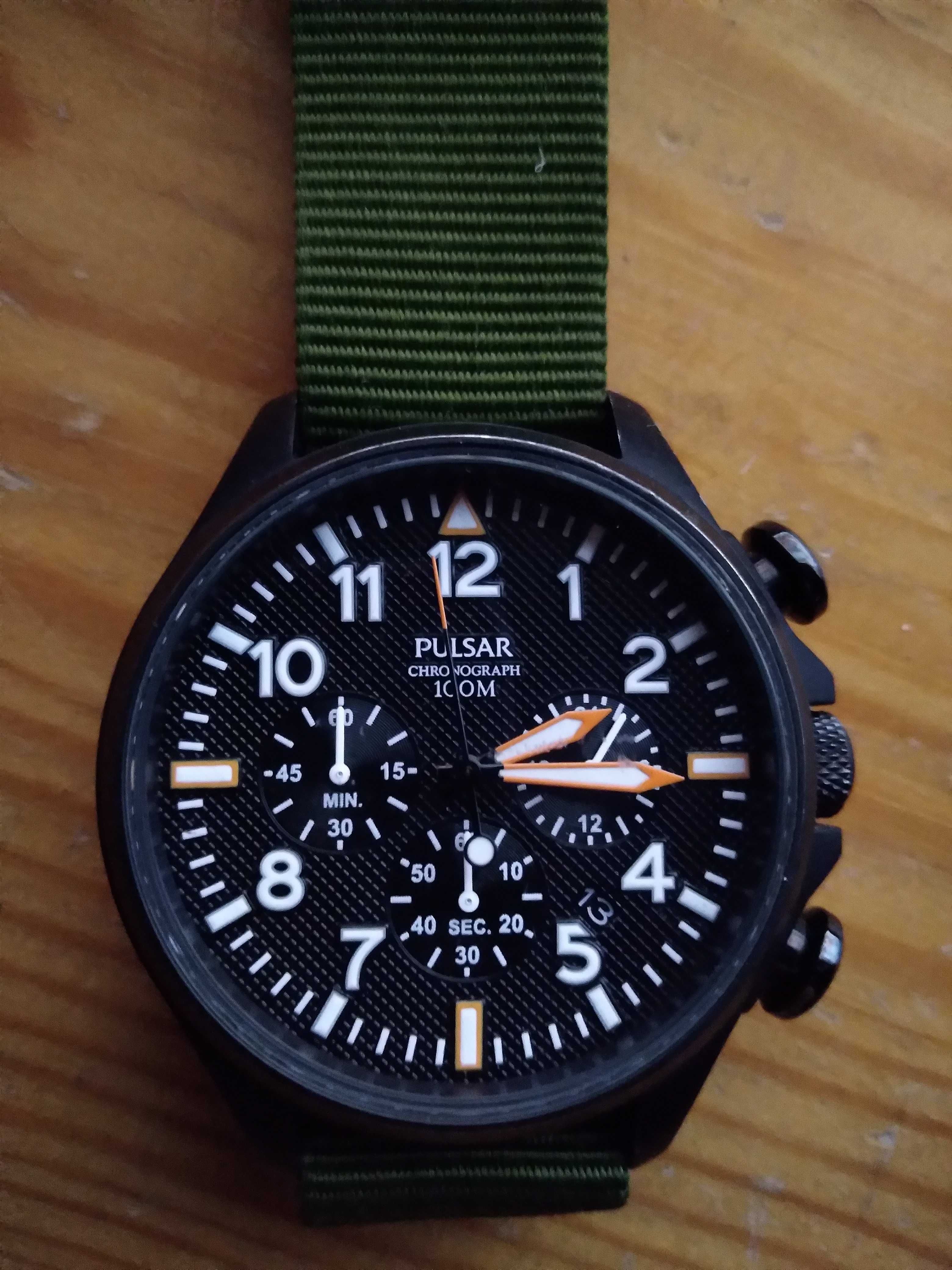 Zegarek Pulsar by Seiko military na Japonie100wr.chronograf,pasek NATO