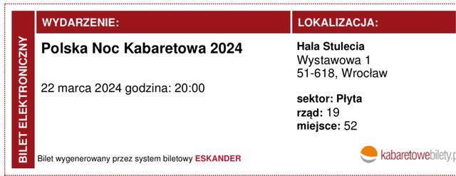 Polska Noc Kabaretowa 2024 Wrocław bilety