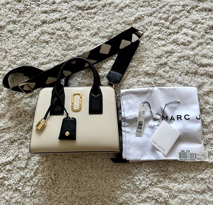 Сумка Marc Jacobs Little Big Spot оригинал кожаная бежевая черная кожа