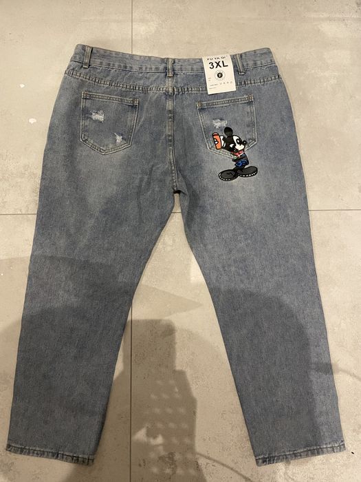 Jeansy boyfrend niebieskie myszka miki