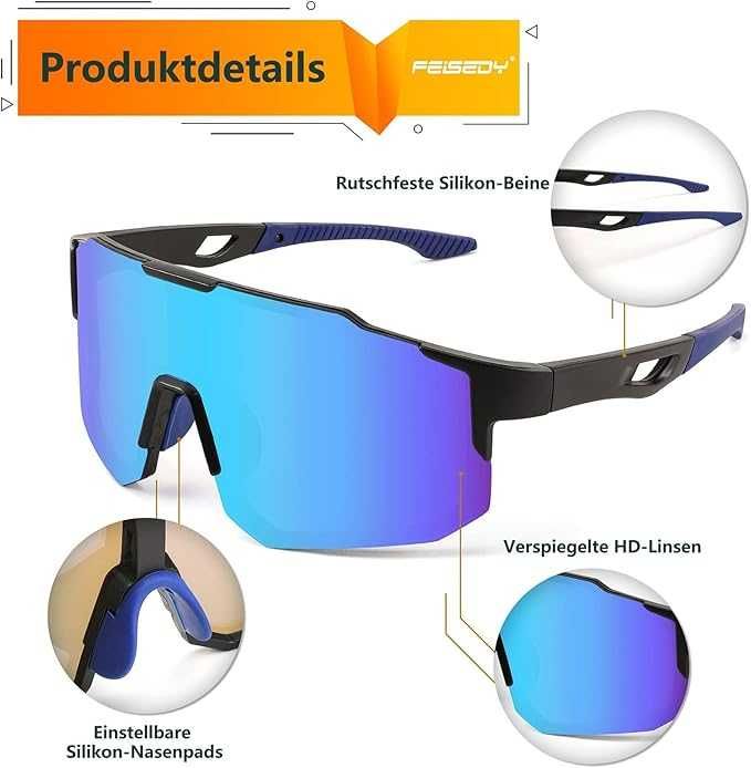 FEISEDY Sportowe okulary przeciwsłoneczne dla mężczyzn i kobiet