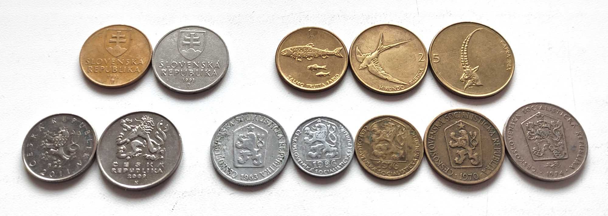 Монеты Чехии, Чехословакии, Словакии, Словении, 12 шт