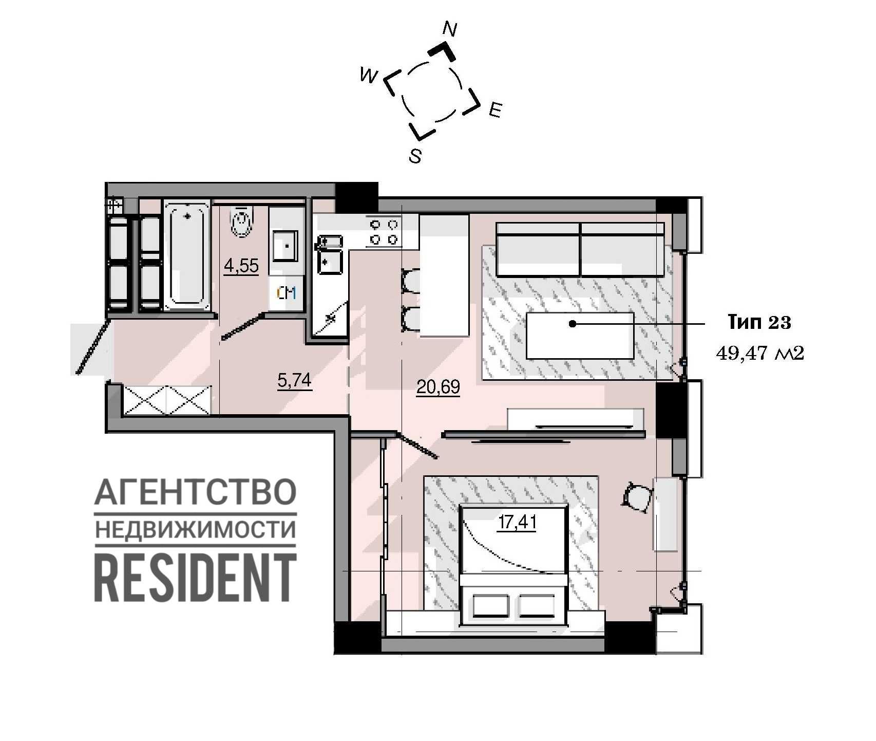 ЖК Маяк 50 м2. Башни Nebo Новодворянский Фестивальный Loft White К12