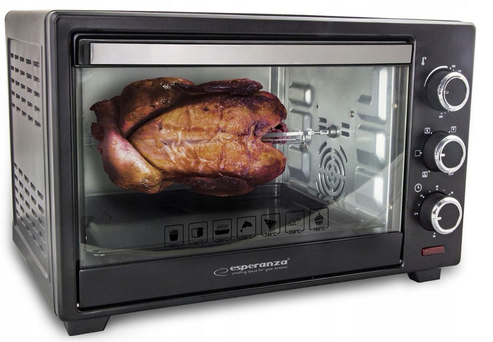 Piekarnik Elektryczny z Rożnem Termoobieg Timer 25 L Prezent 1600W