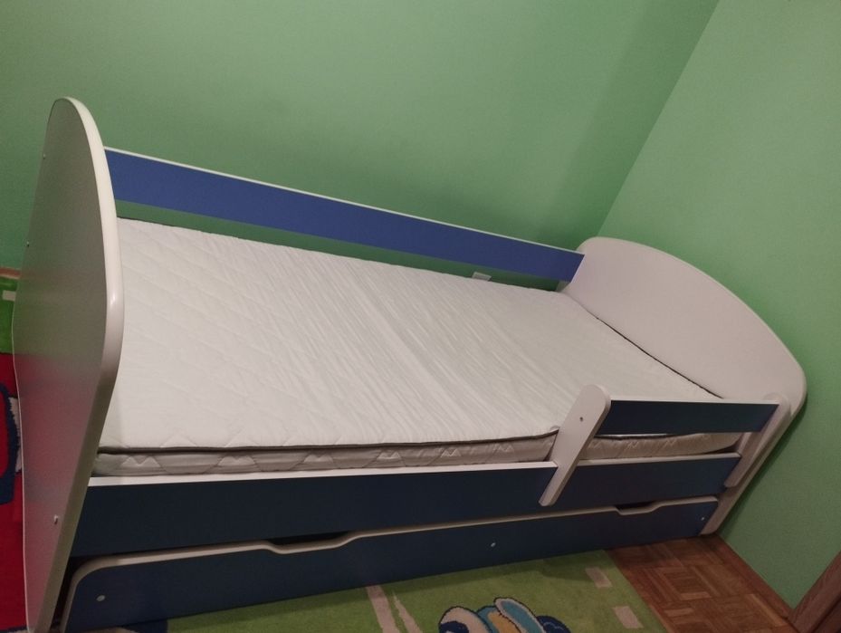 Łóżko dziecięce HAPPY 180x90 szuflada, barierka, materac