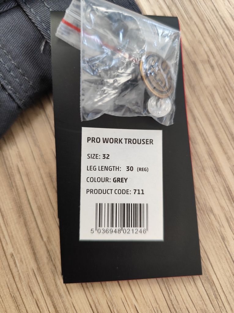 Spodnie robocze TuffStuff Work Wear Pro warsztat męskie szare mocne 32