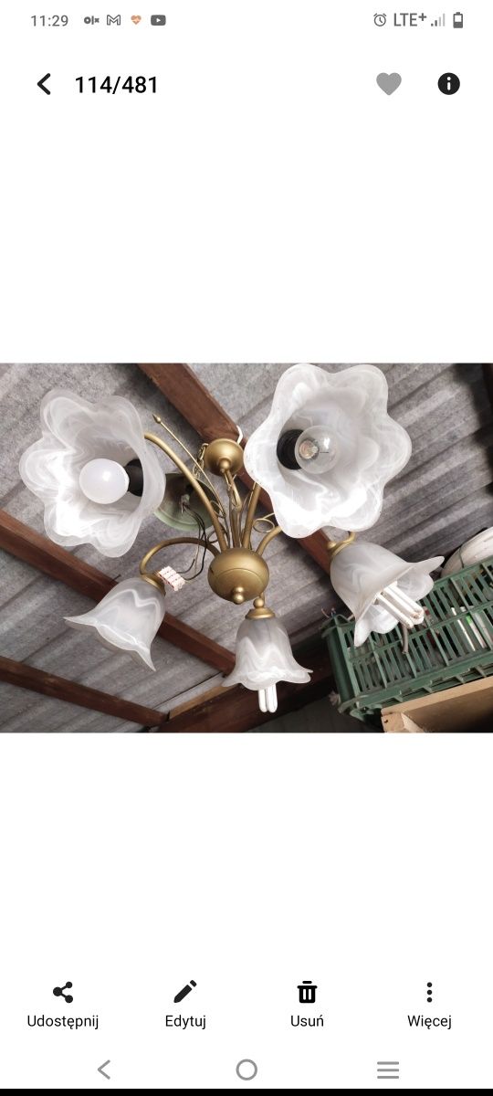 Lampa wisząca na pięć żarówek