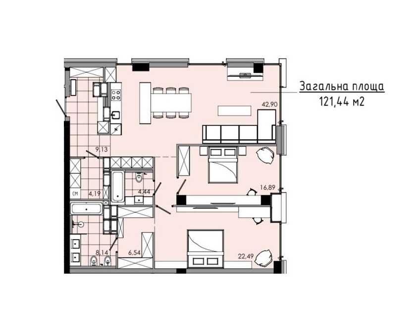 ЖК Маяк 121 м2. Башни Nebo Новодворянский Комфорт Сити Loft White К12