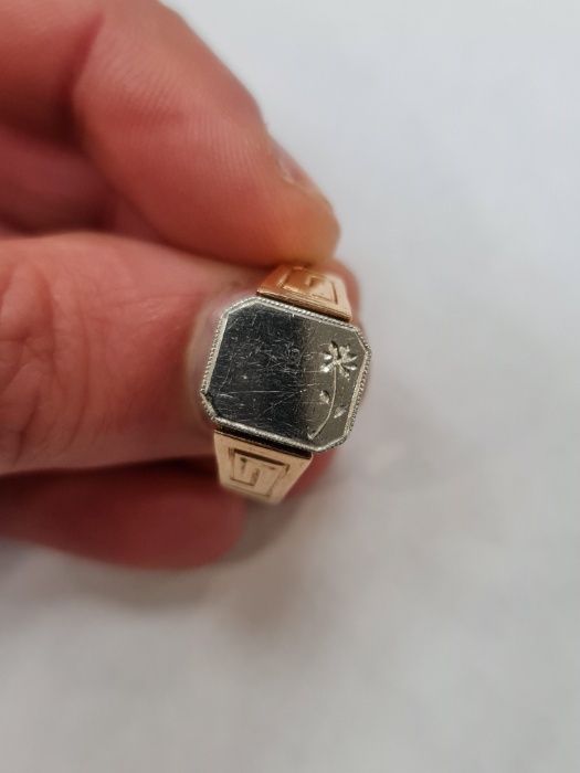 Wyjątkowy! Złoty sygnet męski/ Retro/ 6.24g/ R20/ 585 + Platyna