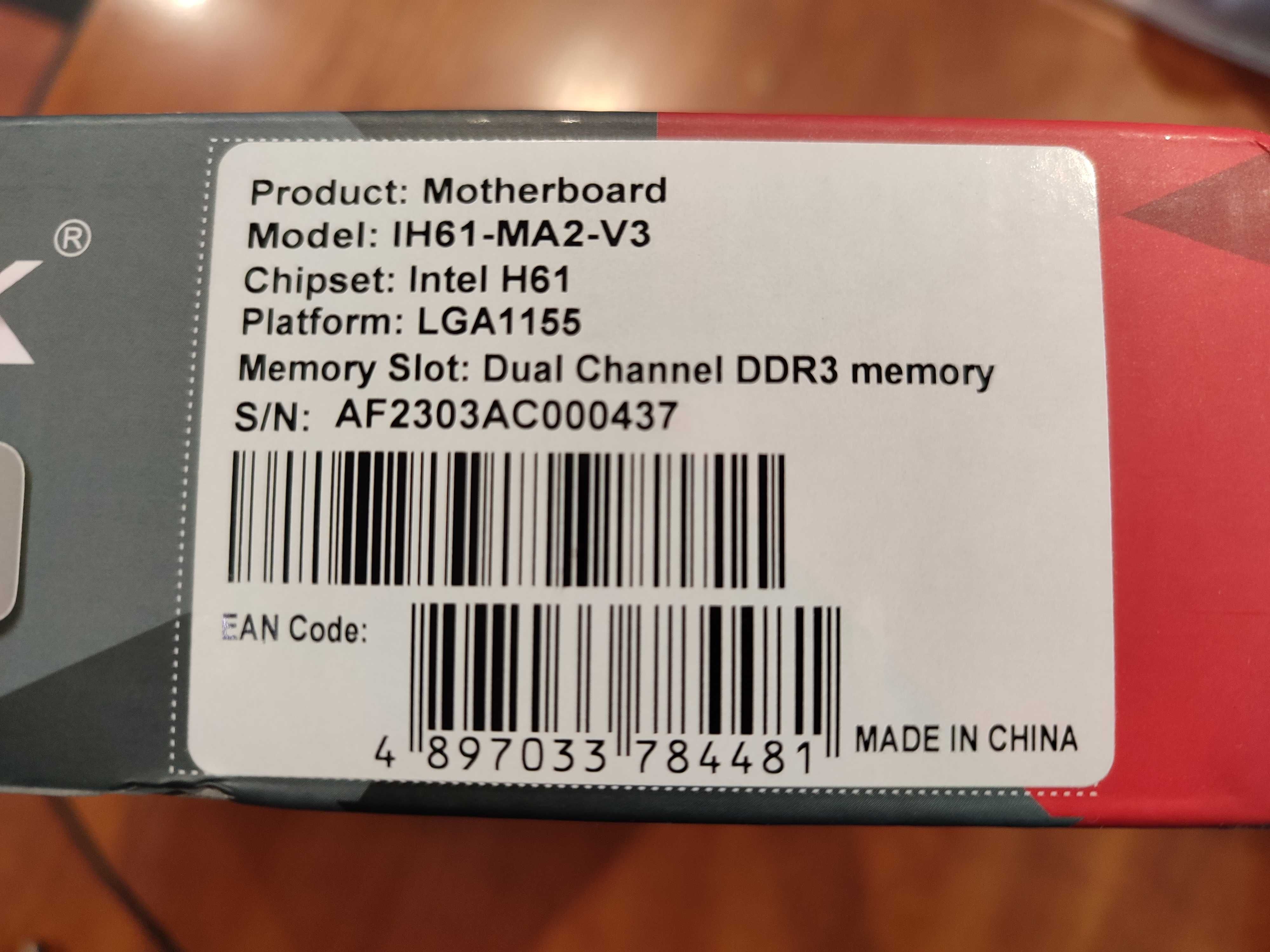 Материнська плата AFOX IH61-MA5-V6 s1155 H61 DDR3  mATX Нова