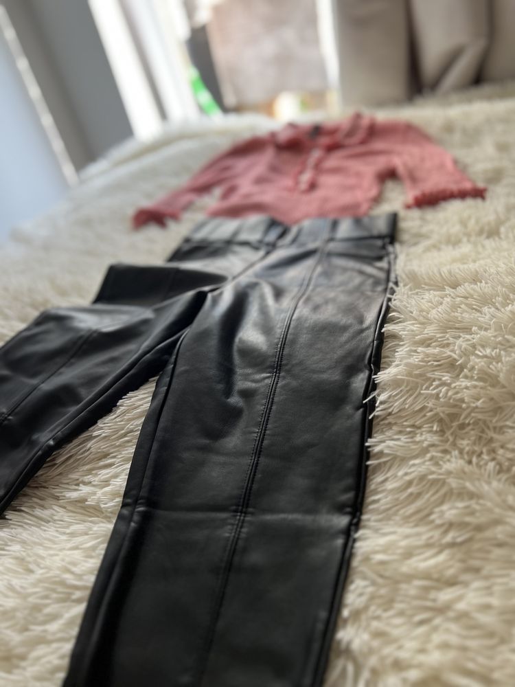 Nowe skórzane czarne legginsy eko skóra marks&spencer 34 XS