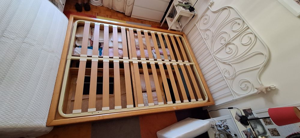 Cama em madeira natural com 4 gavetões 1,93 x1,44 com estrado