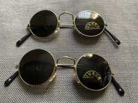Okulary przeciwsłoneczne lenonki komplet 2 sztuki nowe złote z filtrem
