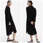 H&M XL-XXL elegancka czarna długa sukienka szmizjerka midi