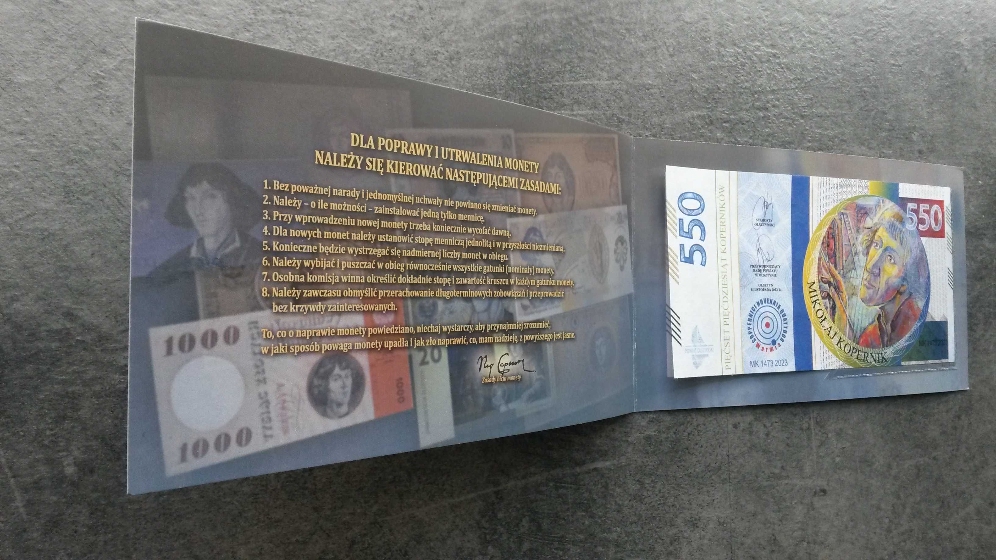 Banknot okolicznościowy okazjonalny Kopernik 550 koperników komunia