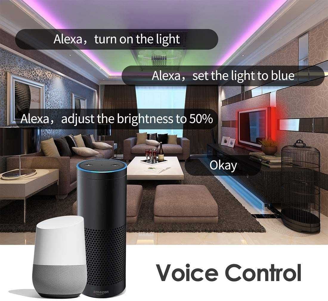 Fita LED RGB 5, 10 e 15 metros WiFi compatível com Alexa/Google Assist