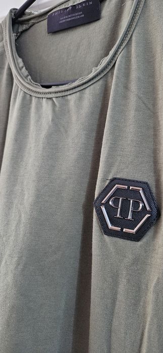 Philip plein L piękna koszulka t shirt khaki zielona limited edition