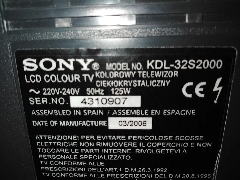 LCD TV Plasma 32" Sony Bravia