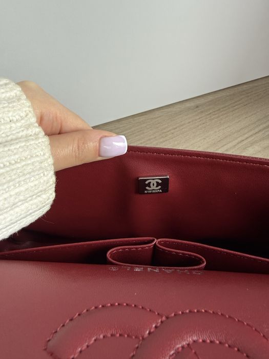 Сумка Chanel Burgundy Silver Texture шкіра | бургунді