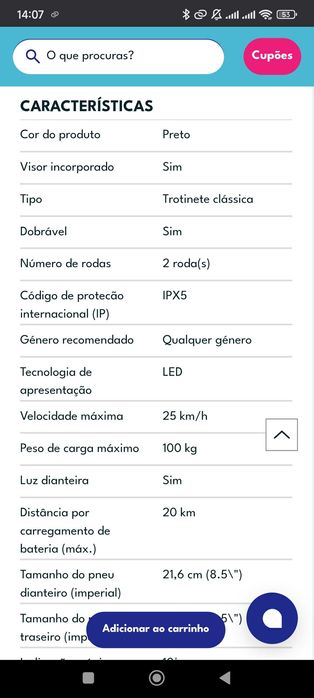 Trotinete Elétrica URBANGLIDE Ride 85 Plus (250 W - Autonomia: 20 Km