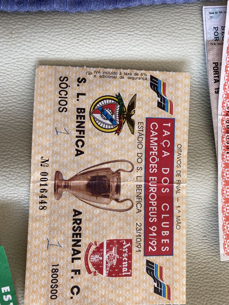 Bilhetes futebol coleção SLB e SCP