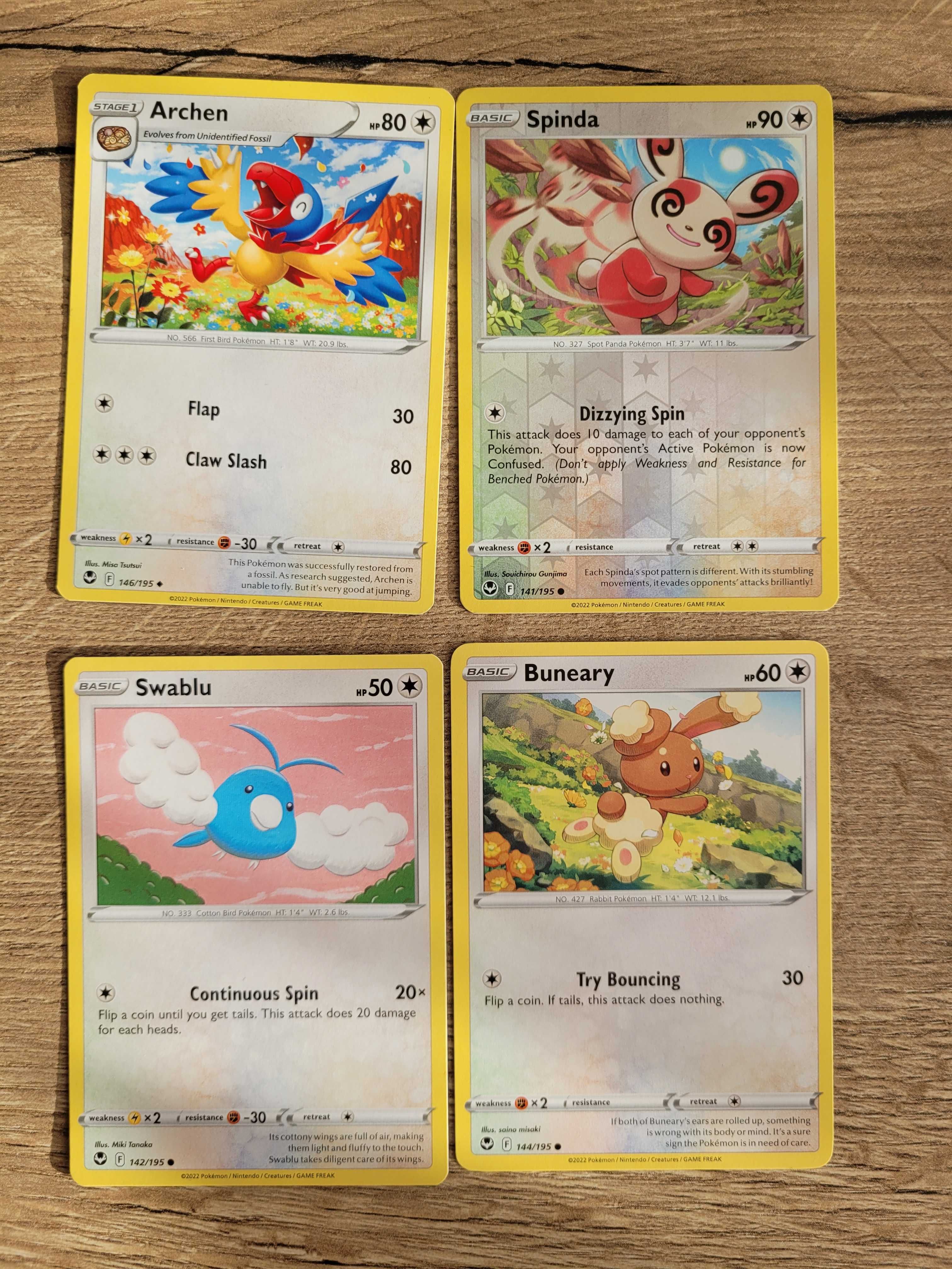 4 karty do gry Pokemon TCG [Zestaw 12-27/09 - typ normalny]