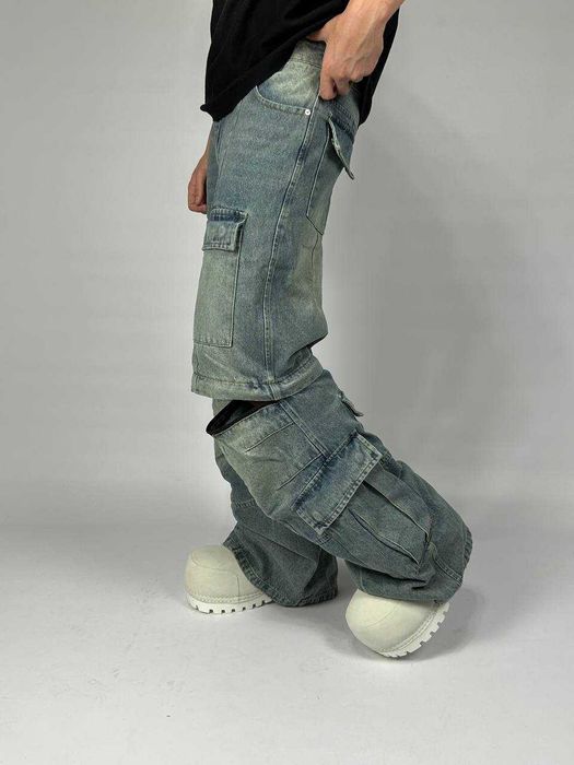 Джинси Balenciaga Cargo faded baggy штани archive синие джинсы сині