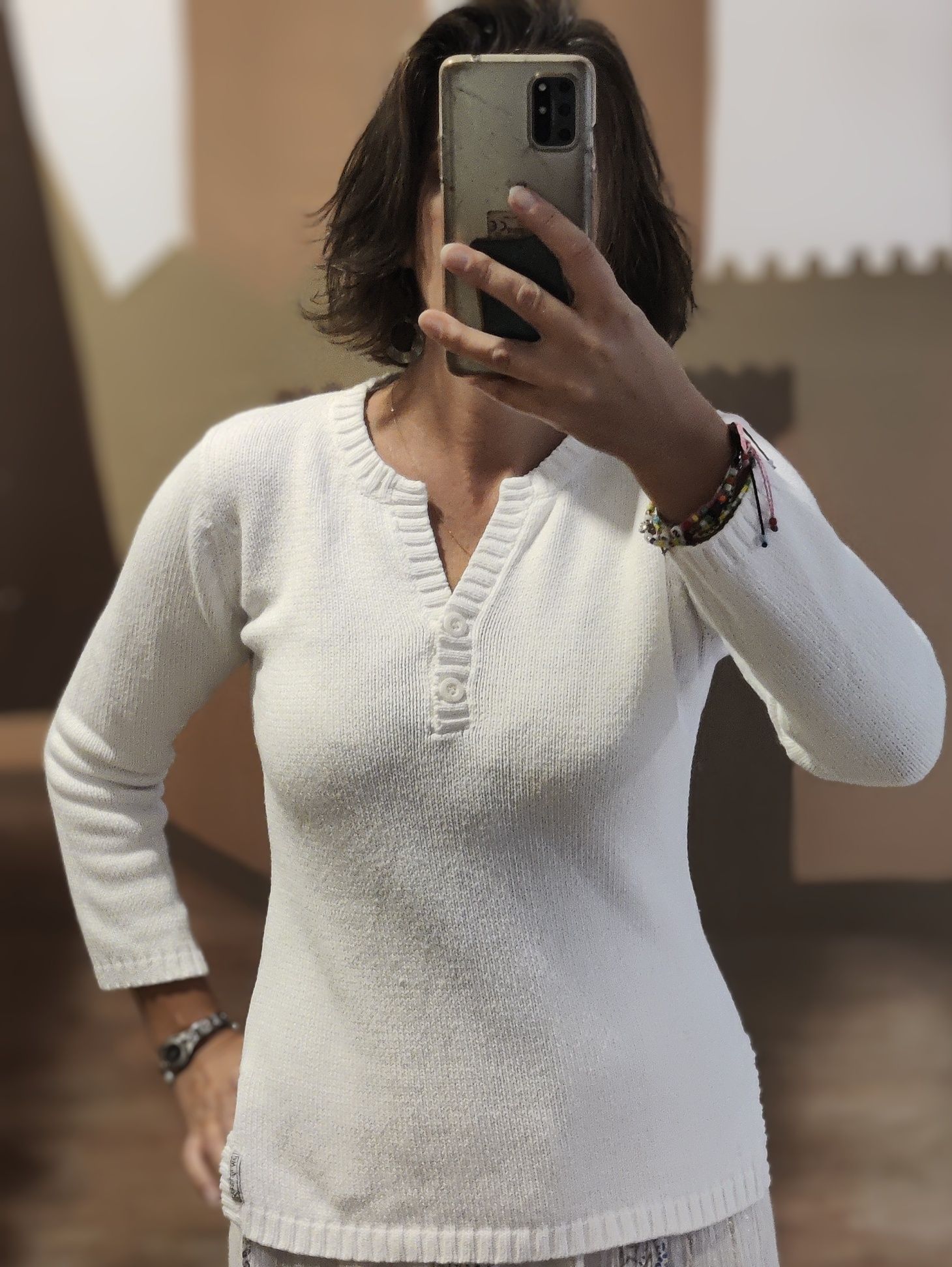 Camisola branca, manga comprida, Blanc du Nil, Taille 0