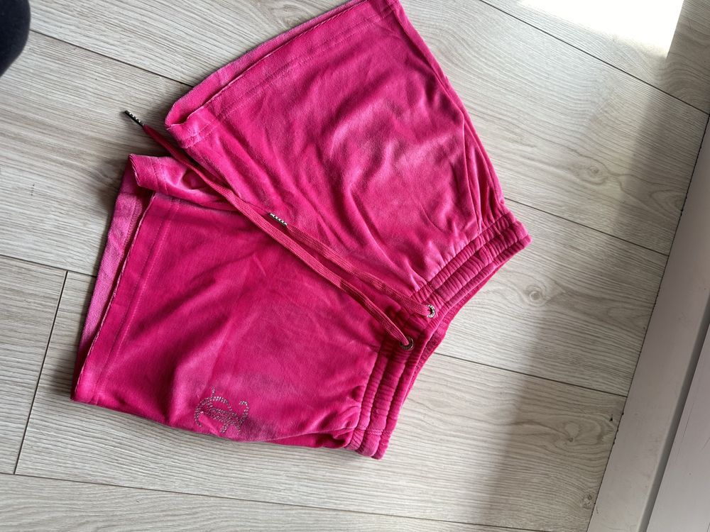 Spodenki Juicy Couture dresy różowe welurowe