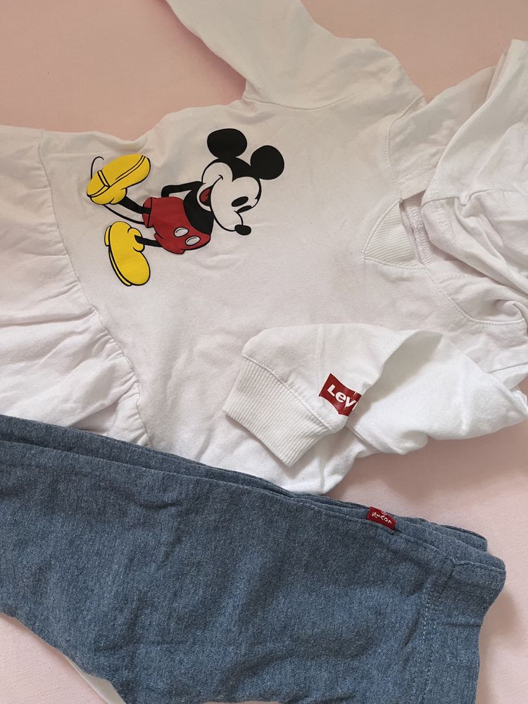 Komplet niemowlęcy bluza legginsy 74/80 LEVI’S myszka Mickey