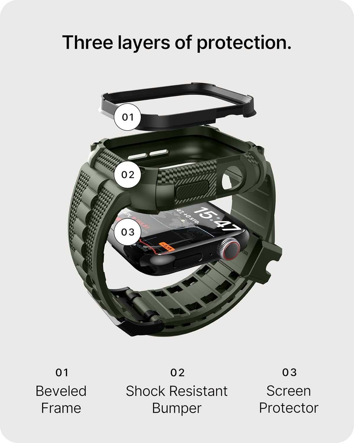 Fullmosa RUGGED ARMOR PRO Apple Watch 9/8/7 45mm SE 2022/SE/6/5/4 44mm