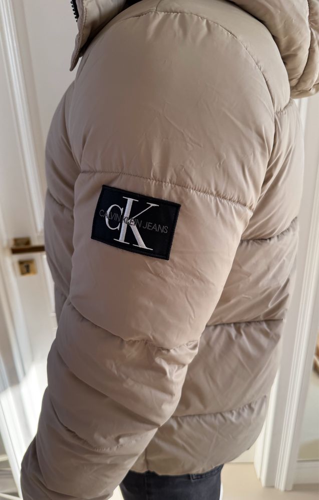 Beżowa zimowa kurtka Calvin Klein Jesns Essentials XXL