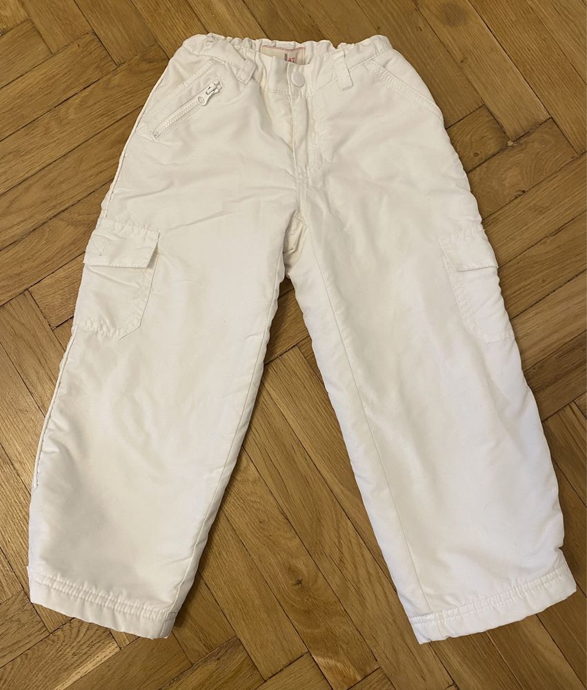 Штаны на флисе белые с карманами 98 - 104 размер на 3-4 года