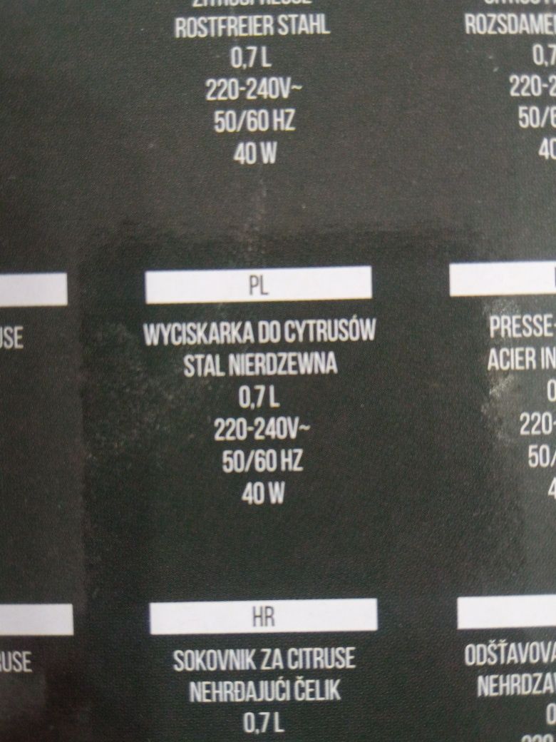 Nowa wyciskarka do cytrusów