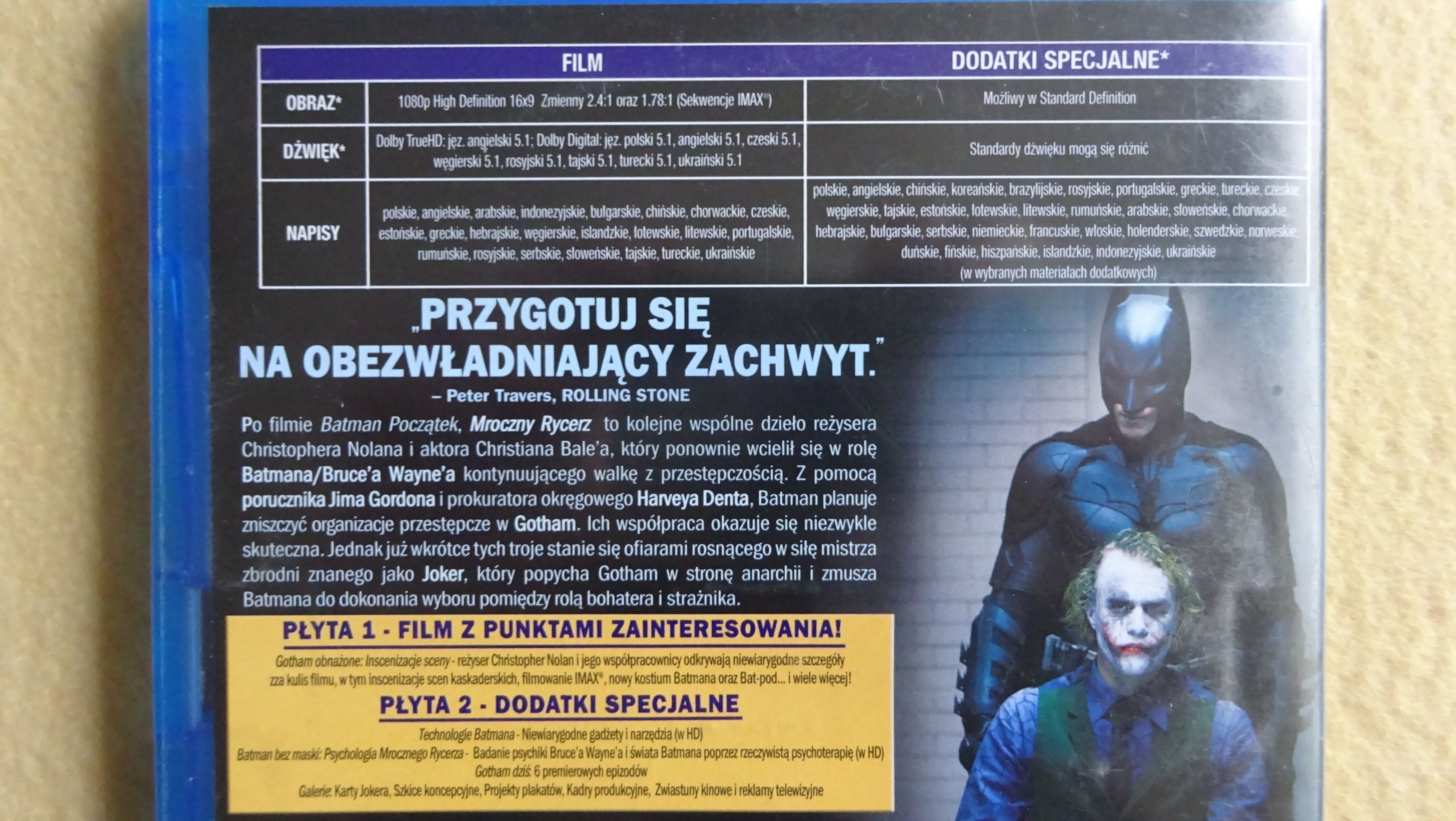 Blu-ray Mroczny Rycerz Batman Bale blu polskie audio napisy odb.os Wwa