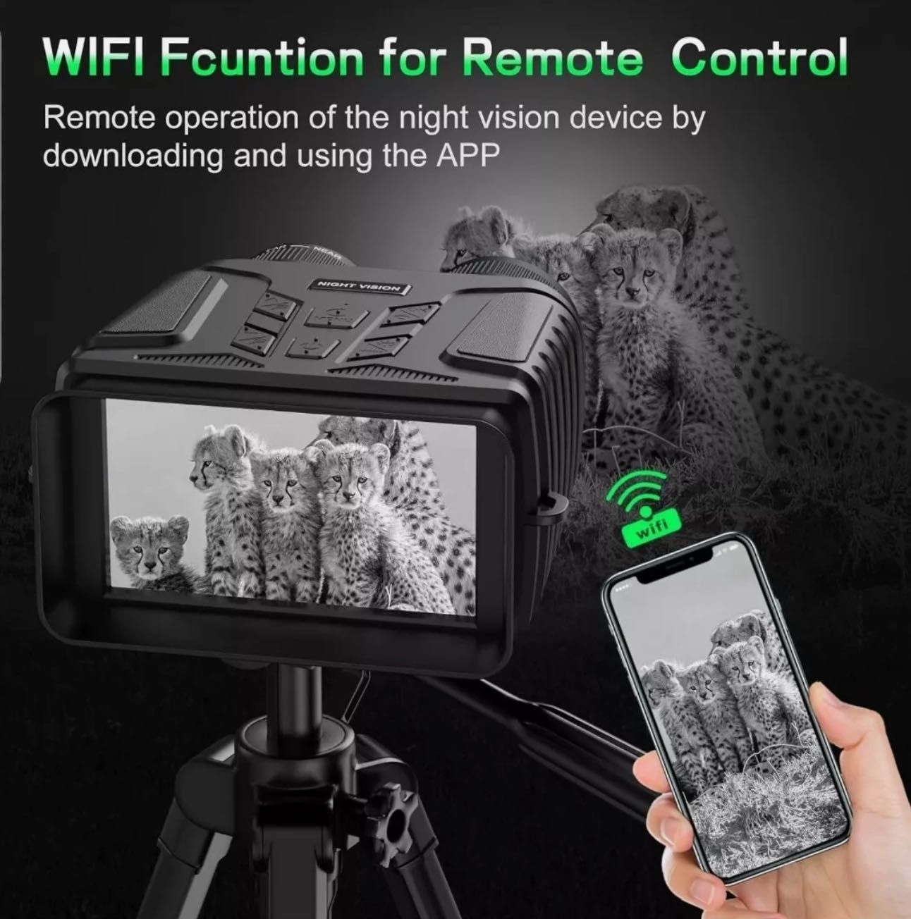 Прибор ночного видения, 4K цифровой инфракрасный с функцией WiFi