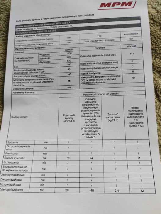 Lodówka 2024 rok mała na gwarancji