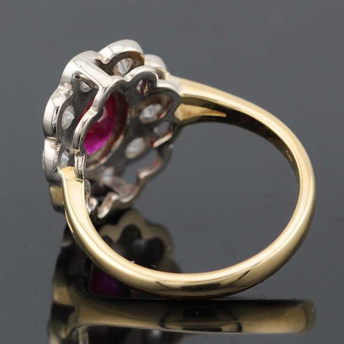 Złoty pierścionek z rubinem 1.50ct i brylantami 1.25ct ANTYKWARIAT 18K