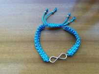 pulseira azul turquesa com infinito - artigo em prata