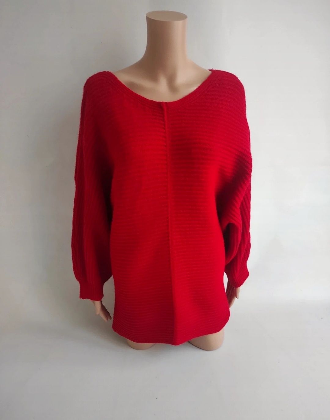 Czerwony sweter dzianinowy nietoperzowy Knitwear by F&F L 40 / XL 42